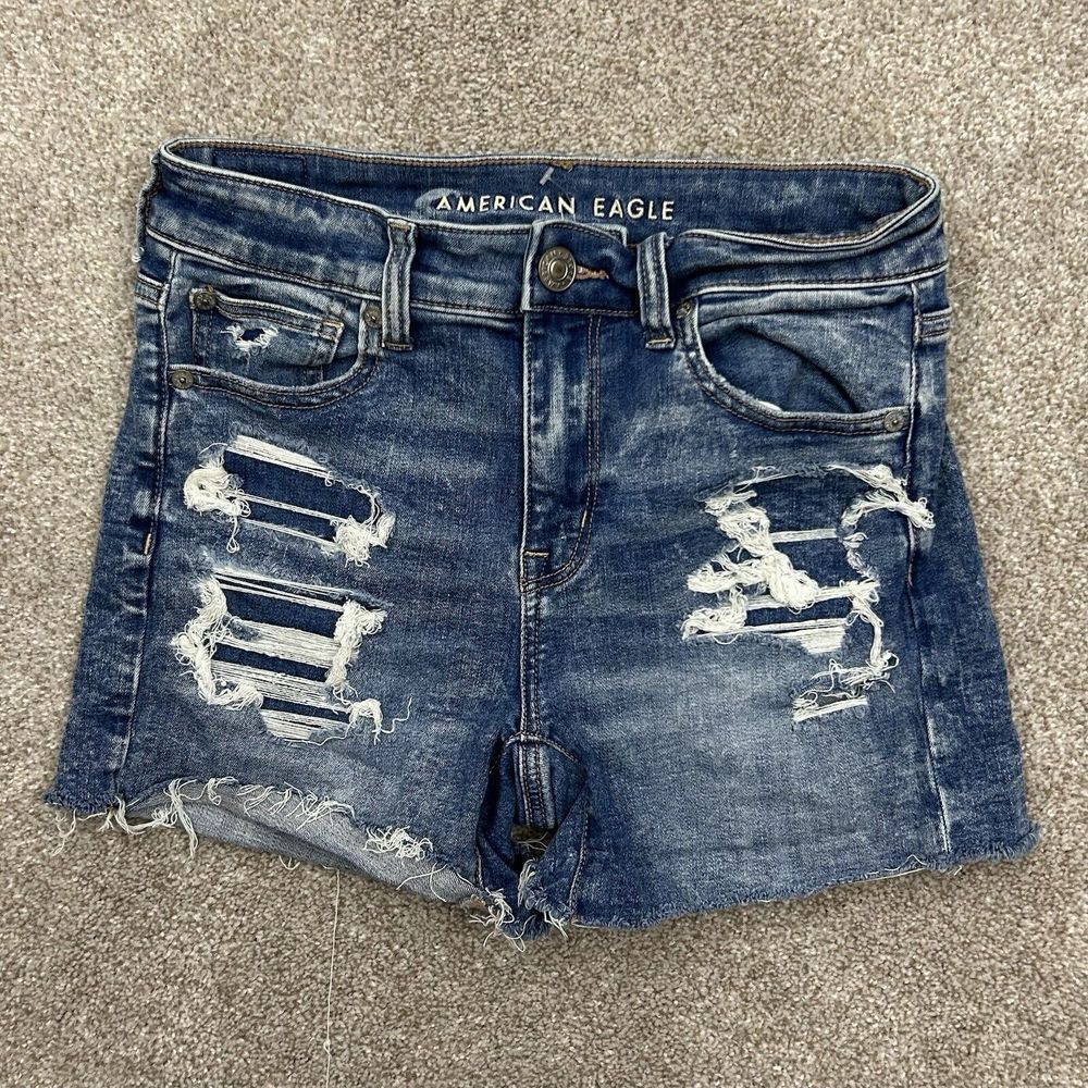 American Eagle Next Level Stretch Hi-Rise‎ Shortie Denim Shorts Women's Size 4